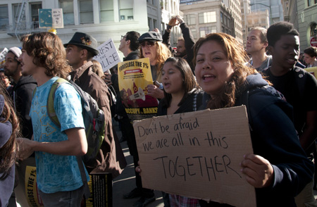Occupy Oakland marching on the day of the general strike