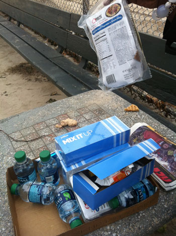 Food snacks issued to hungry people a Coney Island, Brooklyn, in wake of Hurricane Sandy