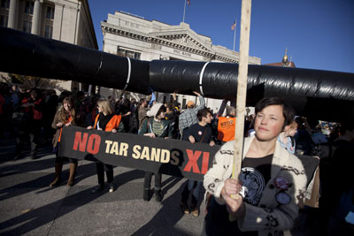 Demonstrators march against Keystone