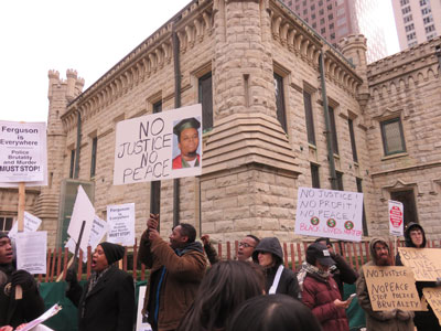 Chicago November 28, protest at Water Tower against Grand Jury decision for Michael Brown