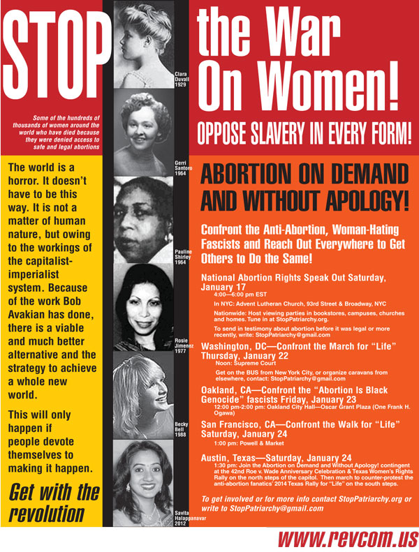 STOP the War on Women! Oppose Slavery in Every Form!