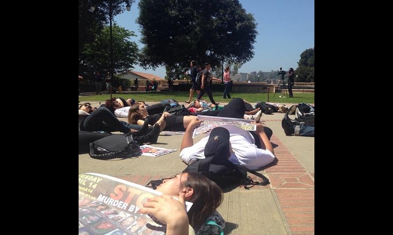 Los Angeles: Die-in at UCLA – several students were arrested. Photo: special to revcom.us