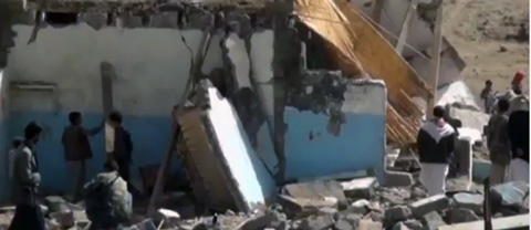 Bombs from the U.S.-backed Saudi-led coalition destroyed this school in Yemen in early April, 2015.