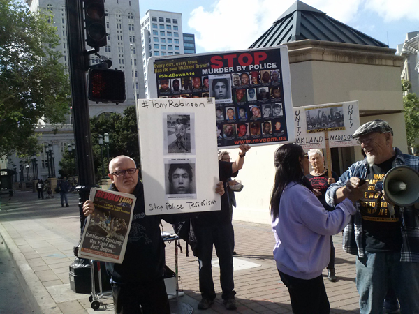 Oakland CA May 13, 2015 protest against cop murderer of Tony Robinson going free