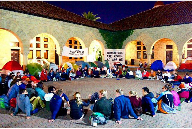 Sit-in at Stanford University demanding full divestment from fossil fuels