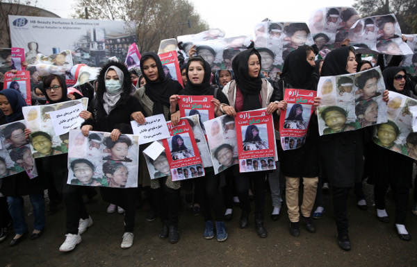 Women march in Kabul, Afghanistan, November 11, calling on the government to resign. AP photo
