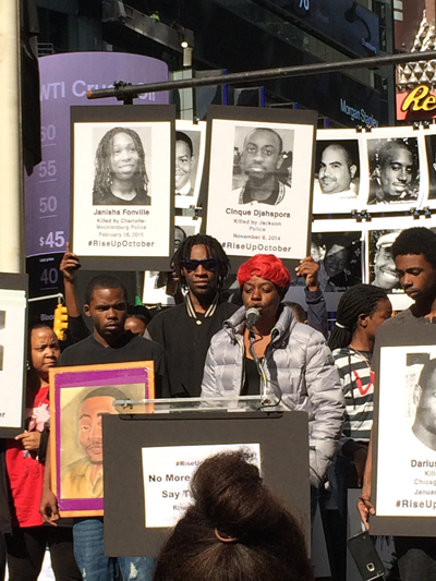Gloria Pinex and three sons at Rise Up October in New York, October 2015.