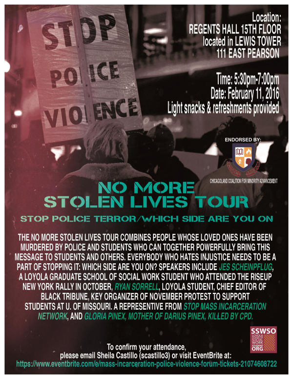 No More Stolen Lives Tour, Loyola University, Chicago