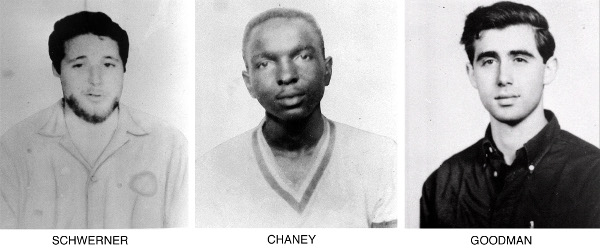 James Chaney, Michael Schwerner, and Andrew Goodman, murdered by KKK in 1964