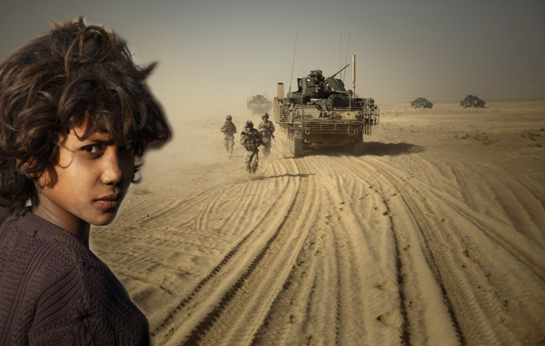 Girl in India, US troops in Afghanistan
