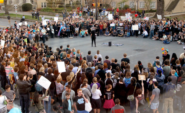 Rally protesting HB2, Chapel Hill, NC, March 29
