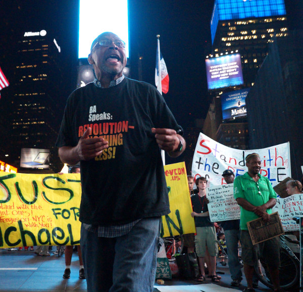 Will Reese at Times Square protest