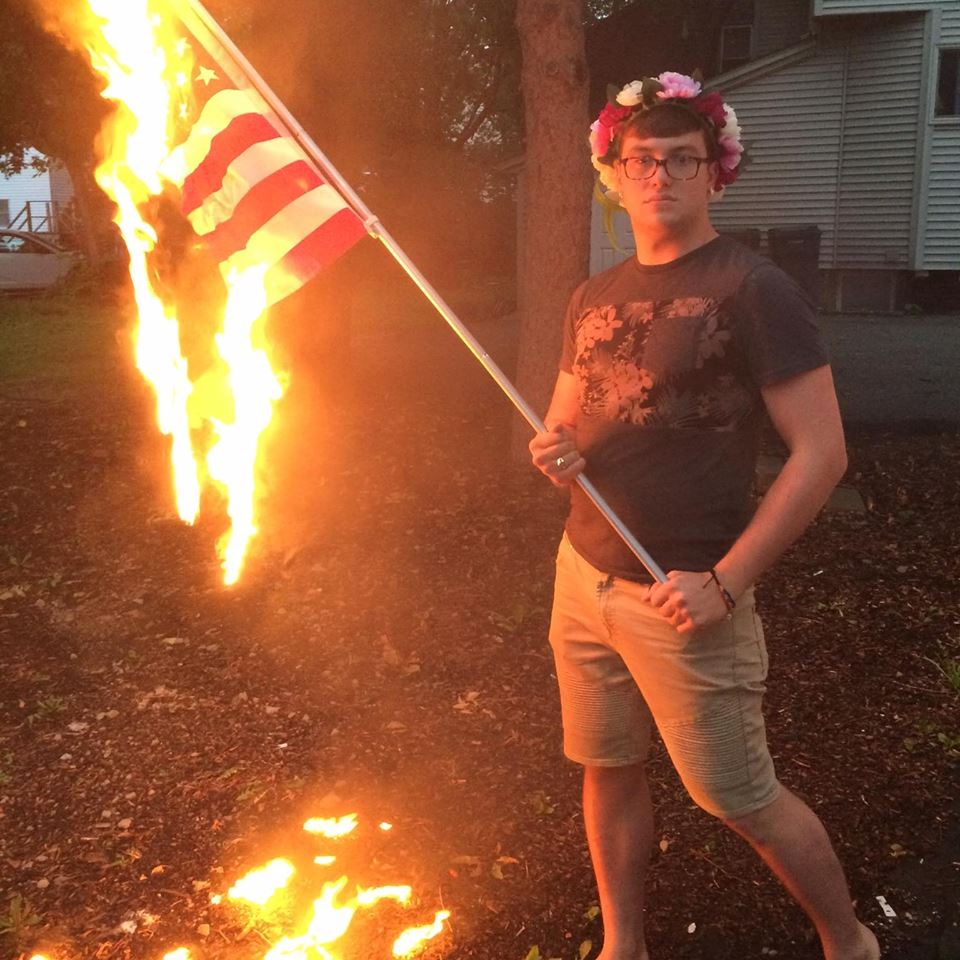 Bryton Mellot, July 4 flag burning