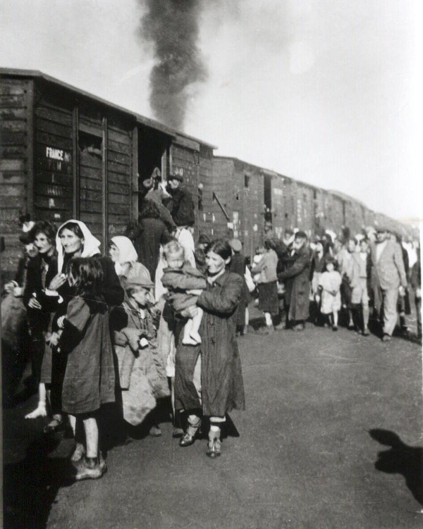 Jews being loaded onto trains in Poland, destined for the Treblinka death camp.