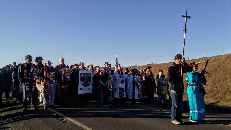 November 3: 300 clergy and lay people from all over the country this morning, answering a call that was put out for the religious community to come to Standing Rock for an action to stand in solidarity with the Native people. 