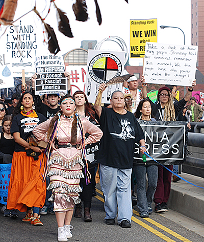 Protest of Dakota Access Pipeline at Standing Rock, December 10, Los Angeles.