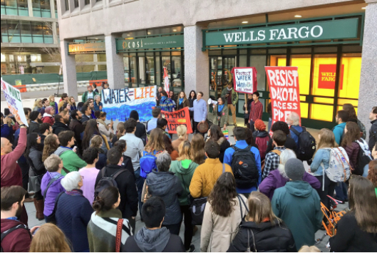 Protesters in Washington, DC as authorities shut down the main protest camp at Standing Rock.