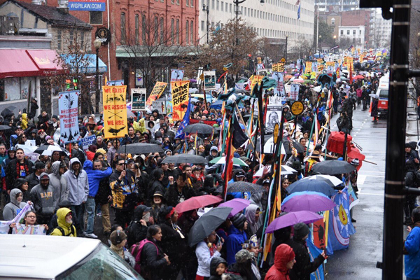 Protesters defied wind, rain and hail, and the fascist Trump regime.