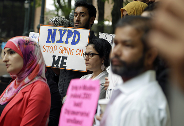 Protesting NYPD spying on Muslims, 2013