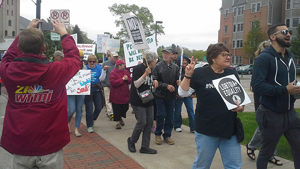 Protesters Say NO! to Pence at Western Pennsylvania Christian College