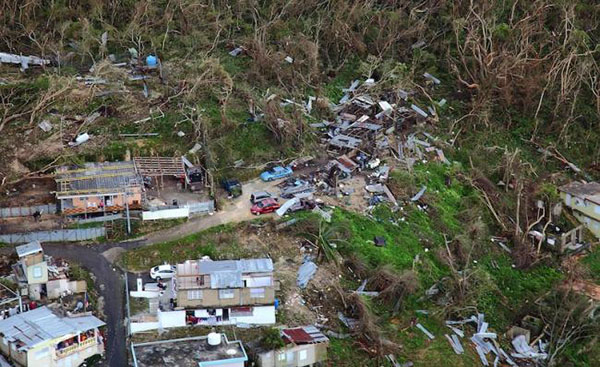 Aerial view of devastation in Puerto Rico.