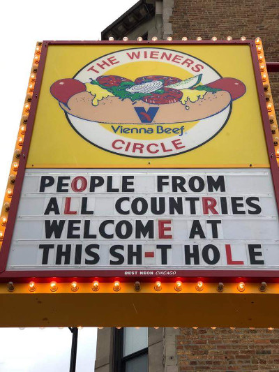 Sign at a Chicago restaurant