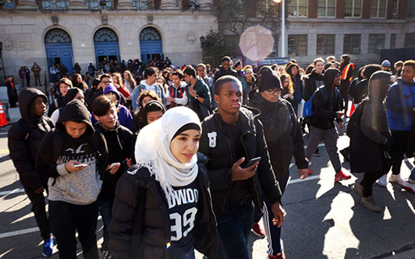 High school students in Brooklyn, New York.