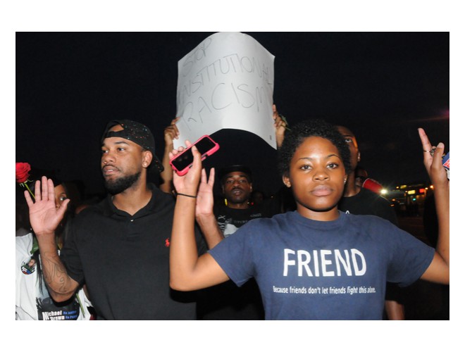 Monday night, August 18, on the ground in Ferguson..  Photo: Li Onesto/revcom.us