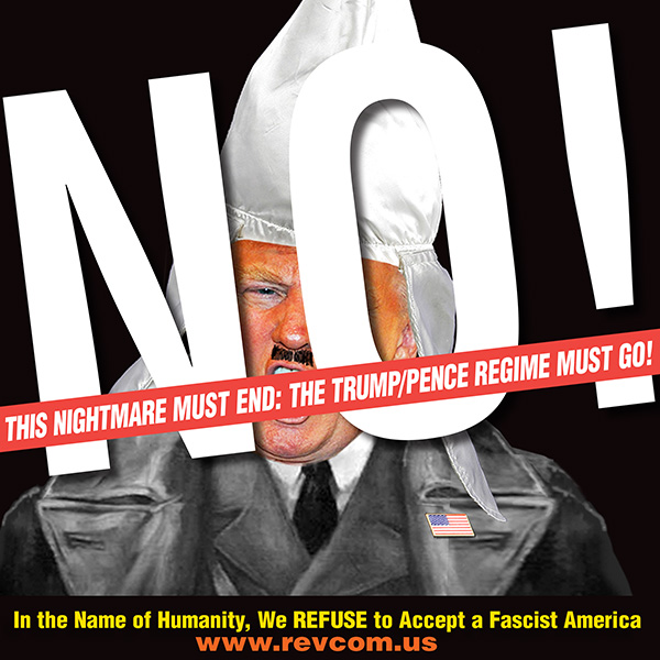No! Trump with Klan hood and Nazi coat